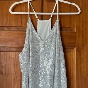 V Neck Strappy Sequin Tank Top, Brand New